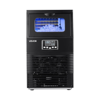 VEVOR Commercial Ice Maker Machine, 80 lbs/24h with 12Lbs Storage, 32 Cubes per Cycle, Stainless Steel Freestanding & Countertop Ice Maker with LED Display & Self-Cleaning, for Home Bar Restaurant