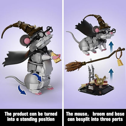 Harry Mouse Animal Building Set MOC Creative Magic Mouse Model Kit Collectible Home Office Decor Toy Gift for Teens Adults 14+ (676PCS)