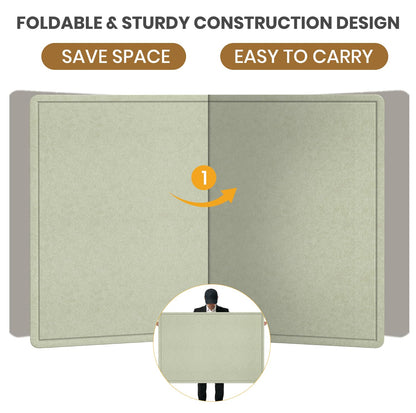 Large Bulletin Board, 48 X 36 inches Felt Board Notice Pin Board,4' x 3' Cork Board Alternative for Wall, Self-Adhesive Vision Board Mood Board Foldable Photo Board with 30 Pushpin-Sage Green