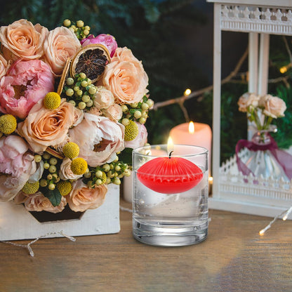 Red Floating Candles for Cylinder Vases, 24 Pack 2 Inches Water Tealight Candles for Centerpieces at Wedding Dinner Party Spa Treatments