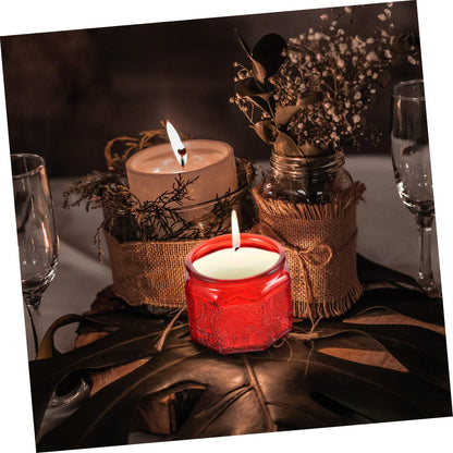 jojofuny 14pcs Glass Candle Containers Lids Embossed Jar Lids for Modern Decor Reusable Storage Can for Candle Making for DIY Gifts