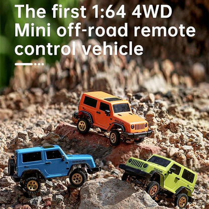 Mini RC Crawler Truck 4x4 1/64 Scale 2.5 KM/H RTR RC Car RC Rock Climbing Hobby Remote Control Car Off-Road Vehicle RC Buggy with LED Lights Ready-to-Run for Adults