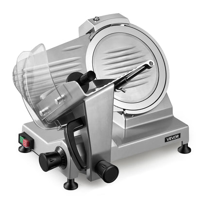 VEVOR Commercial Meat Slicer, 10 inch Electric Food Slicer, 240W Frozen Meat Deli Slicer, Premium Chromium-plated Steel Blade Semi-Auto Meat Slicer For Commercial and Home use