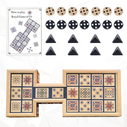 Wooden Royal Game of URAncient Strategy Board Game for 2 PlayersBeautifully Designed Board with Storage DrawersOver 4500 Years Old (Orange)