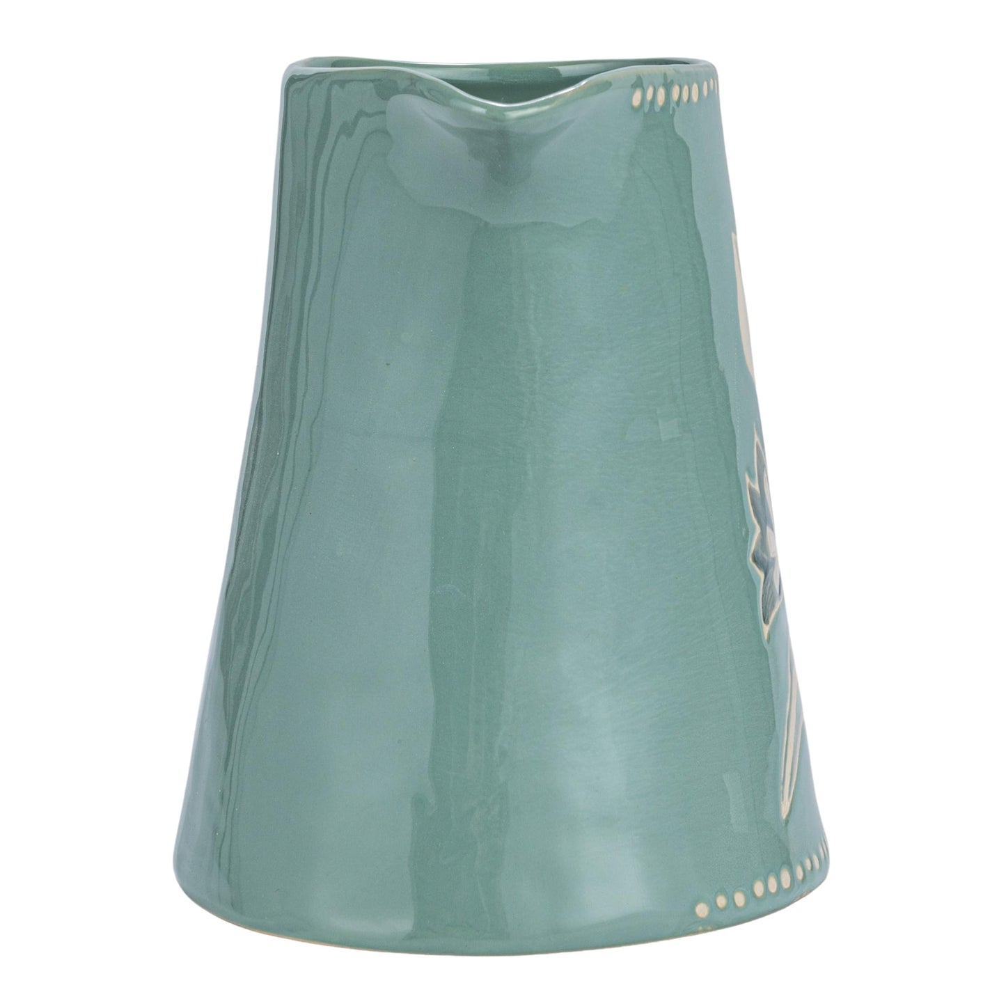 Creative Co-Op Hand-Painted Stoneware Pitcher with Wax Relief Pattern, Blue