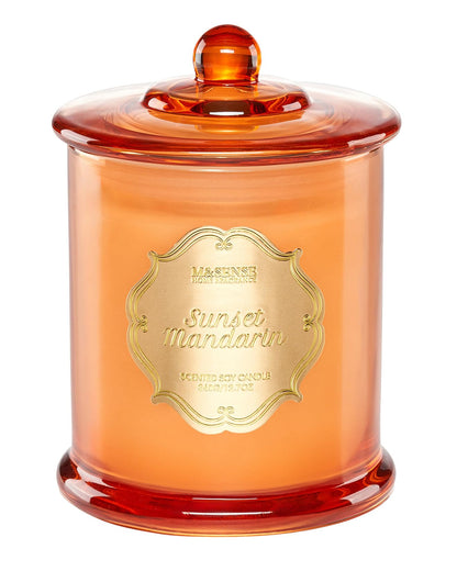 M&SENSE Citrus Candles for Home Scented, Natural Organic Soy Candle 12.7oz 75 Hour Long Lasting Slow Burning, Mandarin Fragrant Double Wick Jar Candle Fresh Smelling for Bathroom