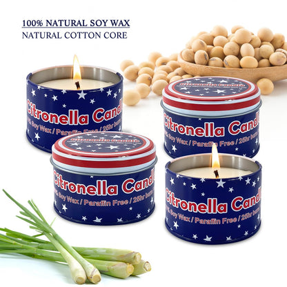 4-Pack Citronella Candles in Jars (4oz Each) – Long-Lasting Outdoor Scented Candles for Patio, Garden & Backyard – Fresh Invigorating Fragrance to Enhance Ambiance