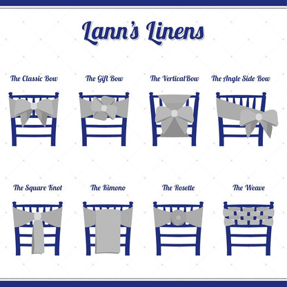Lann's Linens - Elegant Baby Blue Satin Chair Cover Sashes with Ribbon Tie Back - Perfect for Weddings & Parties