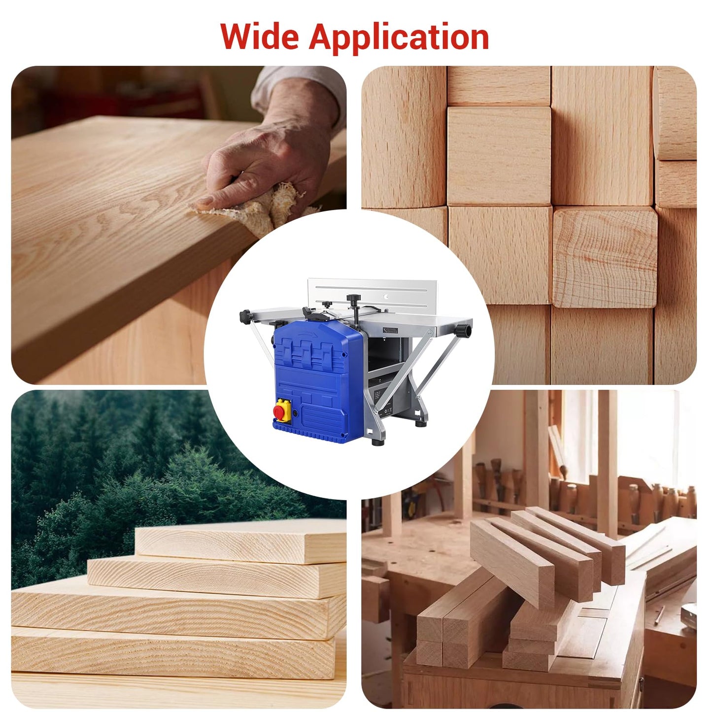 GarveeTech Powerful Benchtop Planer, 1250W Power, Low Noise & Low Dust Work, Thickness Planer Extended Infeeding Table, Ideal for Hard & Soft Wood