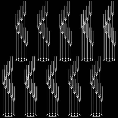 10pcs 8 Arm Acrylic Candelabra for Wedding,49inch Tall Floor Candle Holders Clear Candlesticks Holder for Housewarming Gift Fireplace Valentine's Day Birthday Party Home Decoration