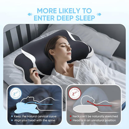 RUFOUS Orthopedic Cervical Pillow for Neck Pain Relief – Adjustable Contour Memory Foam, Dual-Height (4.3"/3.5"), Cooling Washable Cover, Orthopedic Neck Support for Side & Back Sleepers