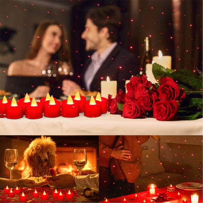 Coume 6000 Pcs Artificial Rose Petals with 72 Pcs Flameless LED Candles Romantic Decorations Fake Candles Anniversary Decorations for Valentine's Day Wedding Night(Red)