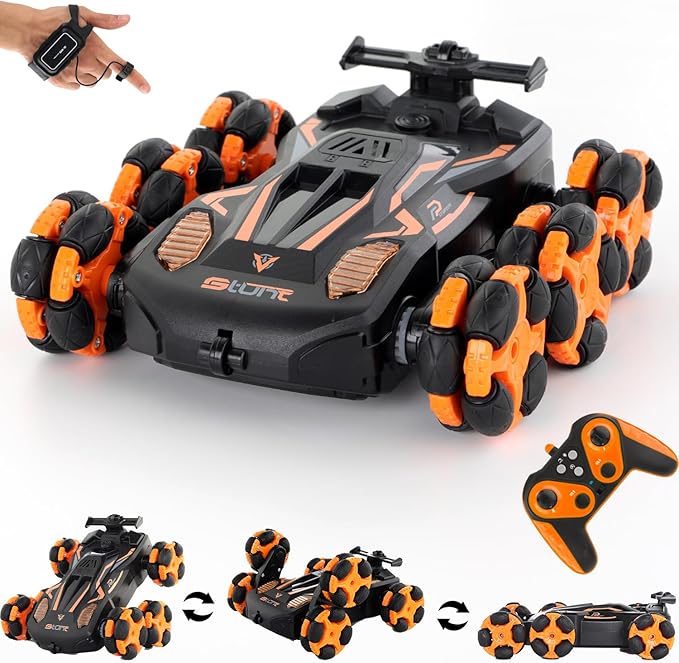 6WD Gesture Sensing RC Stunt Cars 2.4Ghz Remote Control CarsToys Gifts for Kids 8 9 10 11 12 Year Old Boys Girls360° Rotation Drift Car with Light &amp Music DMRC010-O