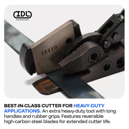 IDL Packaging H-410 Steel Strapping Cutter for up to 2" Width and 0.05" Thickness – Heavy-Duty Best in Class Tool with Long Handles