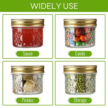 Mcupper 40 Pack Small Mason Jars, 4oz Mini Mason Jars with Gold Lids, Canning Jars For Dessert, Honey, DIY Candle