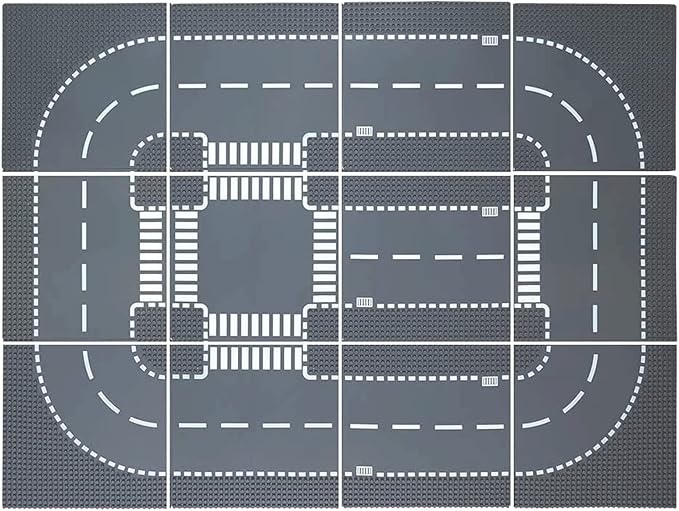 Road Base Plates for City Street Building Block 12 Street Plates 10x10 Road Baseplates