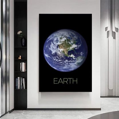 XIAOLOUTINYU Solar System Canvas Wall Art - Earth Planet Space Poster for Kids Room Bedroom Classroom, STEM Educational Astronomy Decor, Science Gift for Boys Girls Teens, 16x24 Inch Unframed