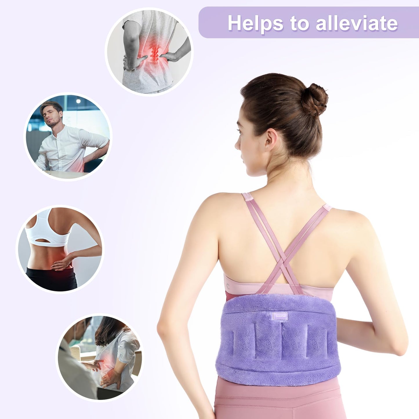 SuzziPad Microwave Heating Pad for Back Discomfort, Microwavable Heat Pads for Lumbar, Waist, Stomach, Neck Shoulder, Wrap with Moist Therapy, Warm & Cold Compress