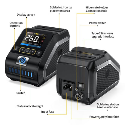 FNIRSI DWS-200 200W Precision Digital Soldering Station Kit, with 3 F210 & 6 F245 Soldering Iron Tips and 2 Helping Hands, Temp Value & Curve Mode, 3 Temperature Storage, Full-Color Display