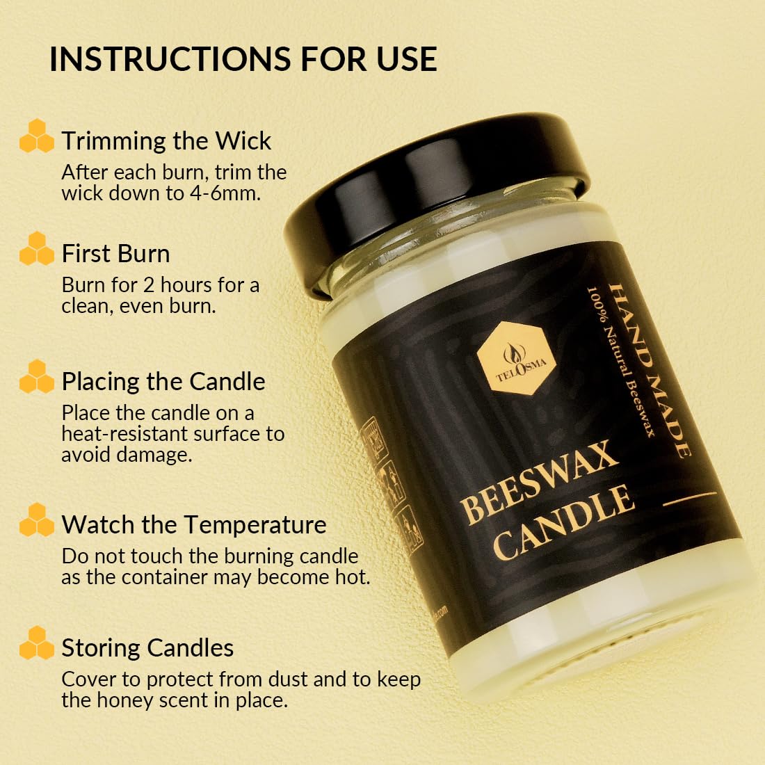 Beeswax Candle in Glass jar, 2 Pack Unscented Natural Organic Emergency Candles - Smokeless Clean Burn | 36 Hours Long Burning Time - Off White