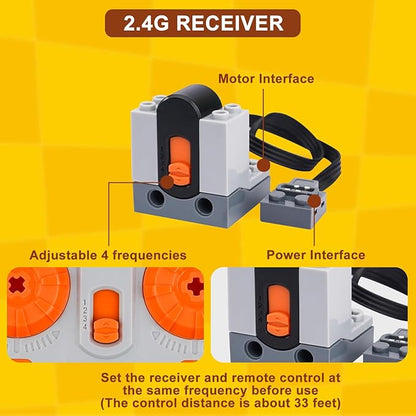 4 Pcs Train Motor kit Power Function Train Motor Set Science and Technology Power Function Kit Remote Battery Box Receiver Set