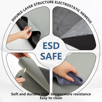 Pangda ESD Mat Roll 2 ft x 10 ft High Temperature Rubber ESD Soldering Roll Anti-Static Soldering Heat Resistant Workbench Mat for Electronics Repair PC Building, Gray