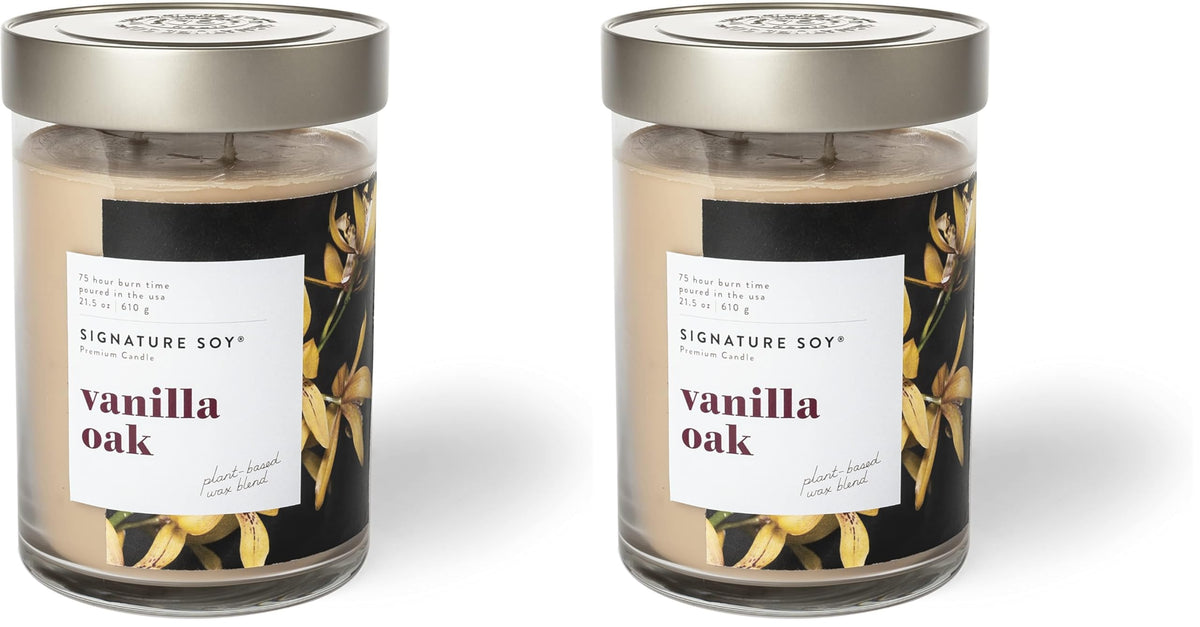 Signature Soy Lidded Vanilla Oak Scented Candle, Extra Large Jar (Pack of 2)