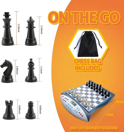 Talking Chess Master Electronic Chess Set with 2000 ELO Rating Great for Brain Strategy Training Strong Magnetic Chess Computer Game 1-2 Player Ideal Learning Gift for Kids Teenagers