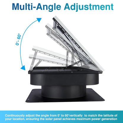 PATIOASIS Solar Attic Fan 30W Controller-Free Auto Ventilates Up to 2800 Sq Ft, Solar Roof Vent with 5-Blade Alloy Fan & Adjustable Panel for Home, Garage