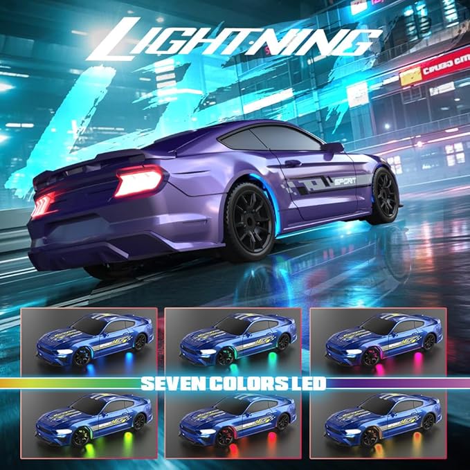 1:43 Scale Mini RC Drift Car 2.4GHz 4WD Desktop RC Drift Car 15KM/h Handheld Racing Mini Vehicle with LED Lights Speed Switching Racing Sport Toy for Adults Teens (Dark Green)