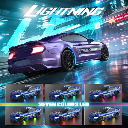 1:43 Scale Mini RC Drift Car 2.4GHz 4WD Desktop RC Drift Car 15KM/h Handheld Racing Mini Vehicle with LED Lights Speed Switching Racing Sport Toy for Adults Teens (Dark Green)