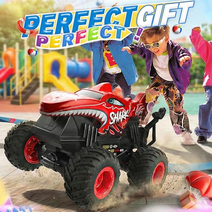 BEZGAR Monster Truck Toys Remote Control Monster Truck with Dancing Spins Lights &amp Music 1:20 Remote Control Car for Boys 4-7 5 6 7 8 9 10 +Year Old Boys Birthday Gifts (Red)