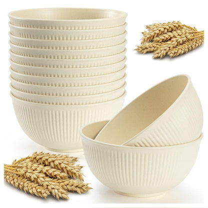 LIANGKEN 12-Pack of 24 oz Unbreakable Cereal Bowls, Reusable Plastic Lightweight Bowls, Made from Wheat Straw Fiber, Ideal for Salads, Soups, Ramen, Noodles, and Oatmeal