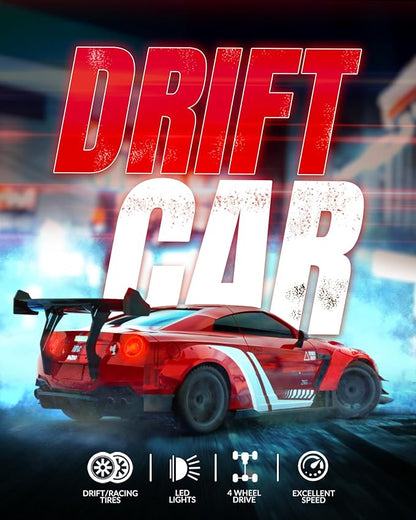 RACENT RC Drift Car 1:20 Scale Remote Control Car with LED Lights 2.4GHz 20KM/H 4WD High Speed RC Vehicle Racing &amp Drifting Tires Two Batteries Toy Idea Gift for Adults Boys Girls and Kids (R