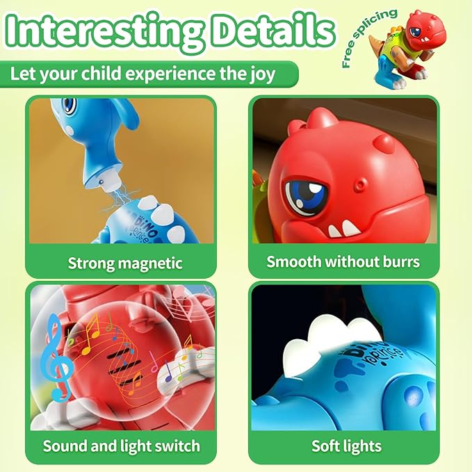 Assembly Dinosaur Toy Set for Kids Ages 3-5 Magnetic Dino Toys with Lights &amp Sounds Take Apart Dinosaur Building Set Creative STEM Educational Gift for Boys Girls