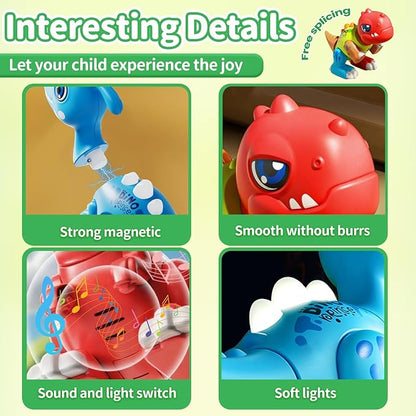 Assembly Dinosaur Toy Set for Kids Ages 3-5 Magnetic Dino Toys with Lights &amp Sounds Take Apart Dinosaur Building Set Creative STEM Educational Gift for Boys Girls