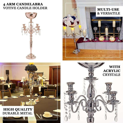 Efavormart 33" Tall Gold Arm Shiny Metal Candelabra Chandelier Votive Candle Holder Wedding Centerpiece