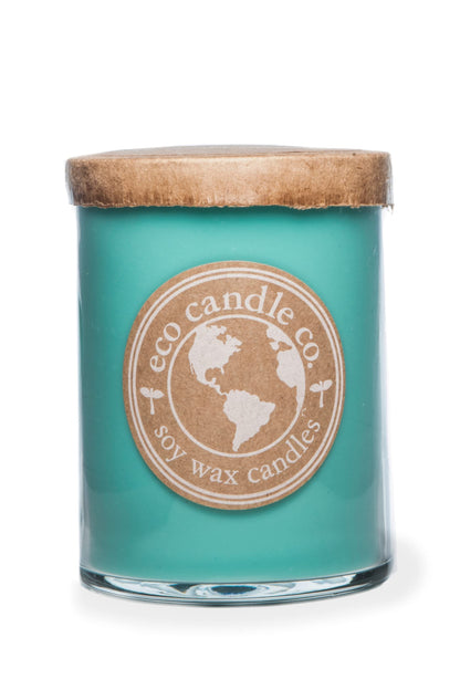 ECO CANDLE CO. Recycled Candle, Ocean Waves, 18 oz. - Scents of Marine Air, Citrus, & Musk - 100% Soy Wax, No Lead, Kraft Paper Label & Lid, Hand Poured, Phthalate Free, Midwest Grown Soybeans