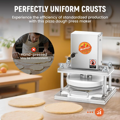 Newhai Commercial Pizza Dough Press Machine 8.6” Electric Dough Roller Sheeter Pastry Pizza Bread Press Forming Processor with 400 Pcs Parchment Papers for Bakery Home Restaurant Use