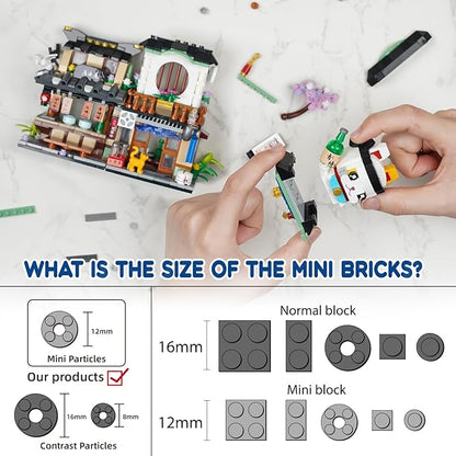 Japanese Street View Izakaya Shop Mini Building Blocks Set MOC Creative Cute Japanese Toys 809 PCS Simulation Architecture Construction Toy Gift for Adults Kids Girls 6-12 Not Compatible with Lego