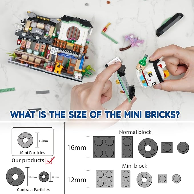 Japanese Street View Izakaya Shop Mini Building Blocks MOC Creative Cute Japanese Toys Model Set 809 PCS Simulation Architecture Construction Toy Gift for Adults Kids Girls Boys 6-12