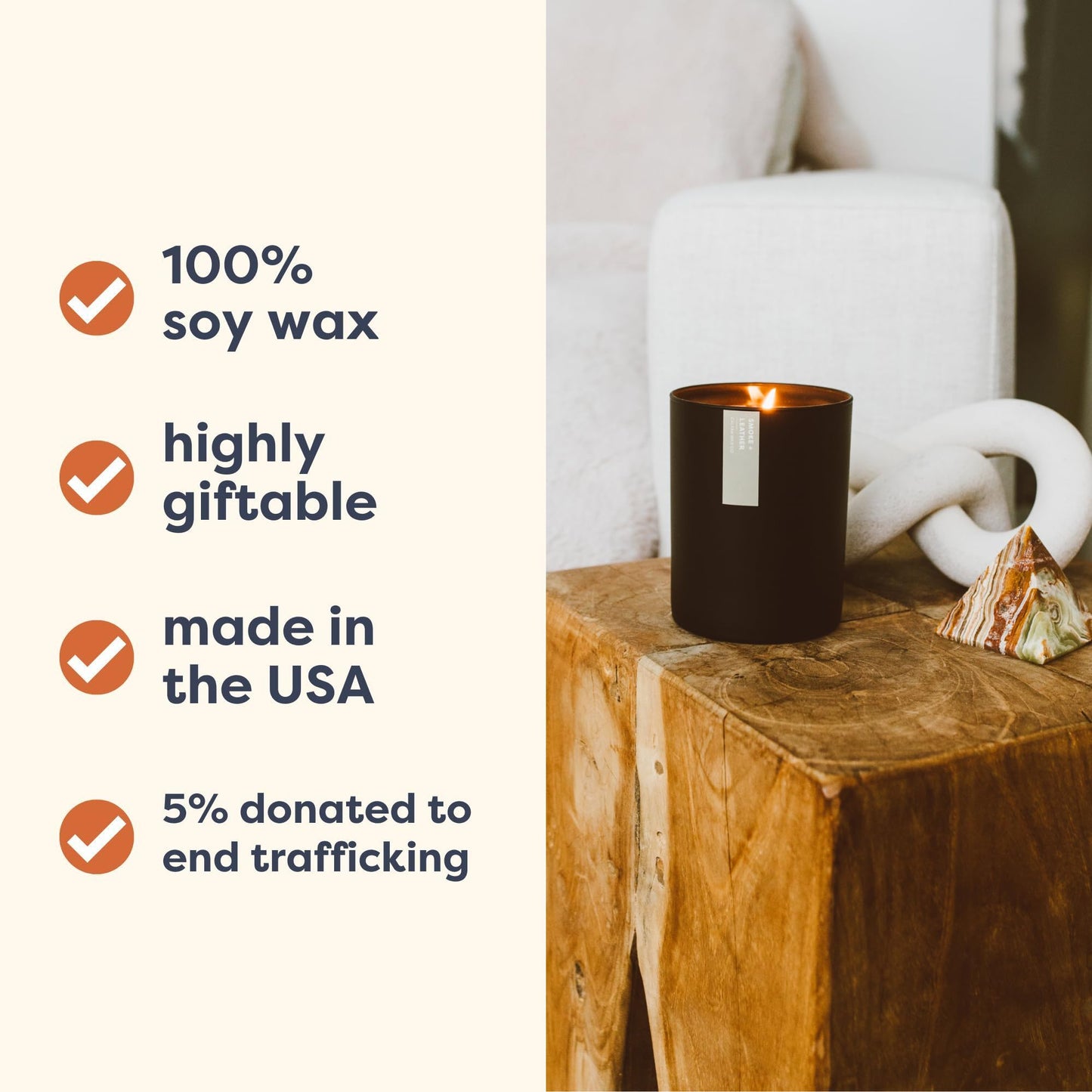 Calyan Wax Co. Musk & Teakwood Scented Candle - 75 Hour Burn - Luxury Clean Soy Wax Candles - Long Lasting Black Tumbler Jar Candle for Home - 10.2oz