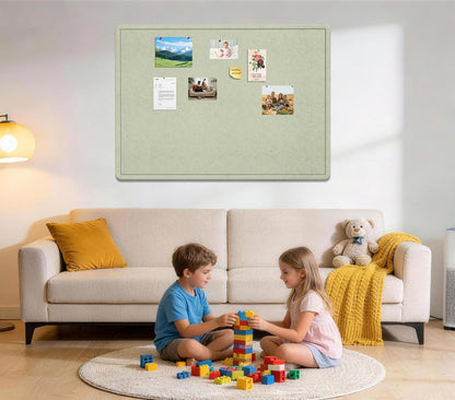 Large Bulletin Board, 48 X 36 inches Felt Board Notice Pin Board,4' x 3' Cork Board Alternative for Wall, Self-Adhesive Vision Board Mood Board Foldable Photo Board with 30 Pushpin-Sage Green