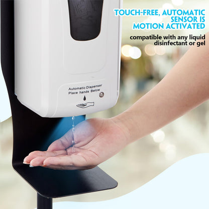 Blulu 2 Pack Automatic Hand Sanitizer Dispenser with Stand and Drip Catcher and Refillable Bottle Stand Sanitizing Station for Restaurants, Schools, Churches
