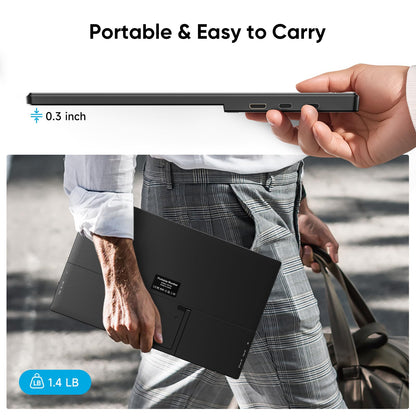 Travel Portable Monitor with Sleeve Bag, 15.6" FHD 1080P Portable Screen for Laptop with Kickstand, USB-C HDMI Second External Monitor, Screen Extender for Laptop Mac Phone PS4/5 Xbox Switch - Black