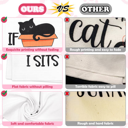 Vansolinne Cute Cats Microfiber Bath Towels Set of 4, 18in x 24in, Perfect for Cat Lovers, Housewarming Gifts