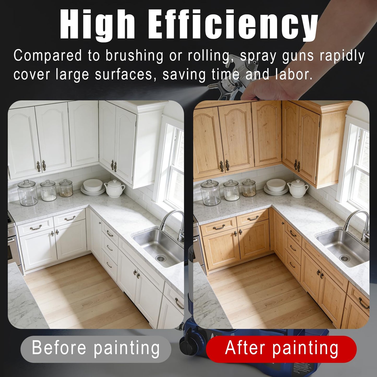Cordless Paint Spraying Tool with Adjustable Hose - Compatible with 18V Battery Platform, 360° Spray Coverage for Furniture, Walls, and Fences