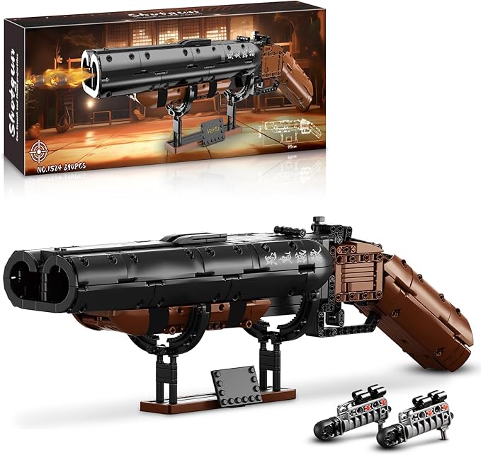 HIGH GODO Demon Anime Shotgun Building Block Set 890 PCS Model Guns Collection Model Building Bricks Set Shootable for Weapon Lovers Collectible Gifts Toys for Teens Adults 14+