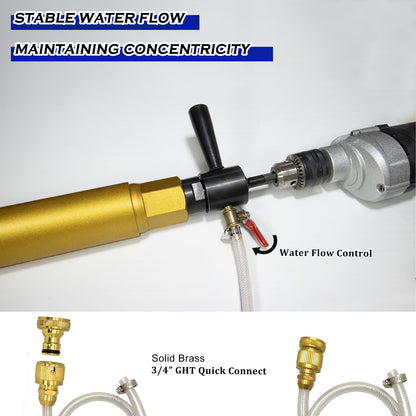 DaduoRi 7" Wet Core Drill Bit with Water Injection Capable Adapter for SDS Max Shank - Includes Solid Brass Quick Connector and Hose - Convenient 1 1/4"-7 Thread Core Bit with Water Feed Design
