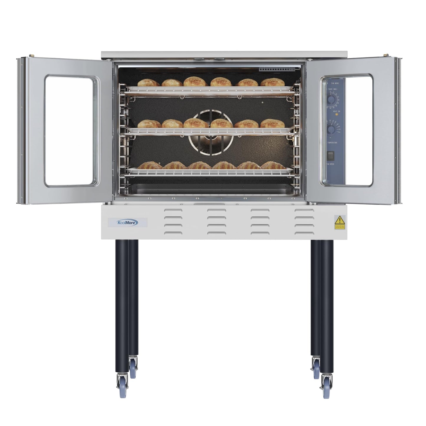 KoolMore 38 in. Full-Size Single Deck Commercial Liquid Propane Convection Oven 54,000 BTU with Casters in Stainless-Steel(KM-CCO54-LPC)